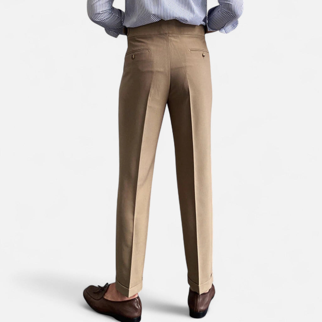 Fleur de Style| Pantalon pour hommes à taille haute, coupe droite et drapée