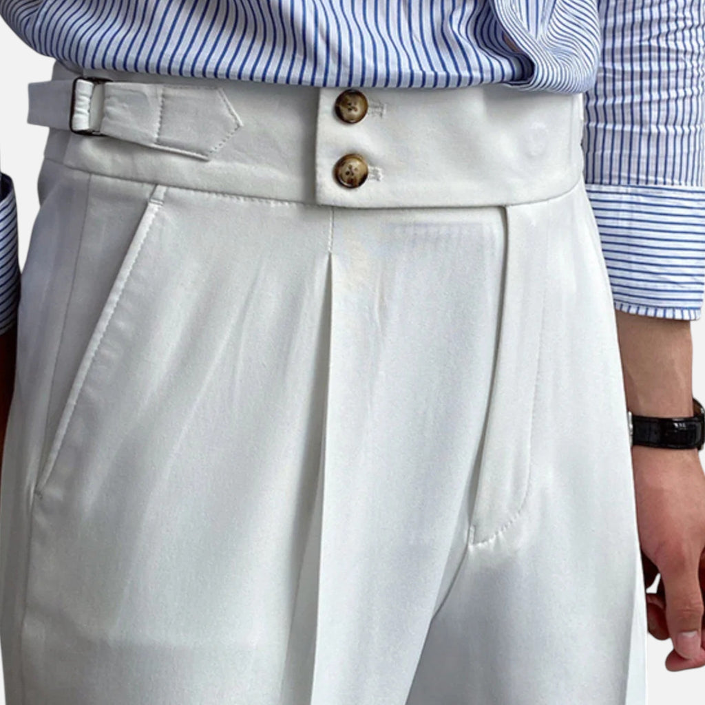 Fleur de Style| Pantalon pour hommes à taille haute, coupe droite et drapée