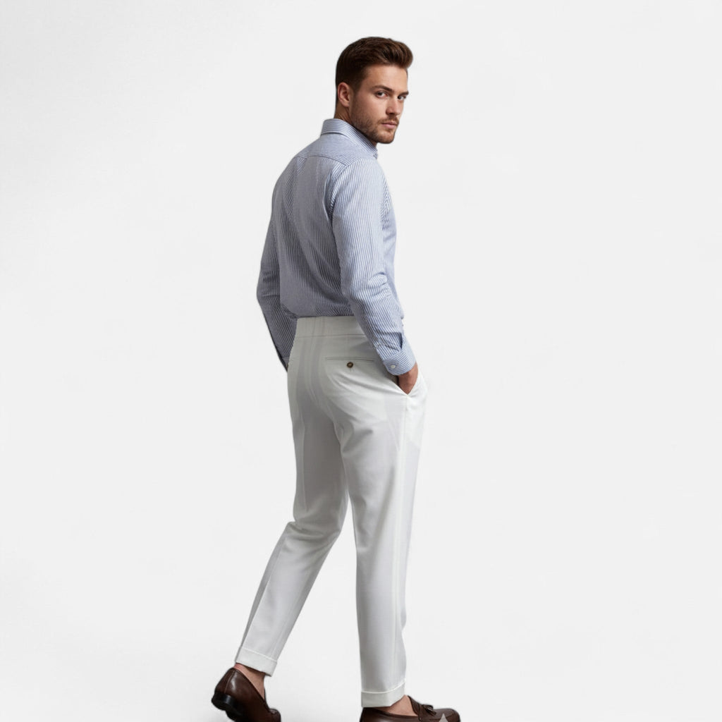 Fleur de Style| Pantalon pour hommes à taille haute, coupe droite et drapée