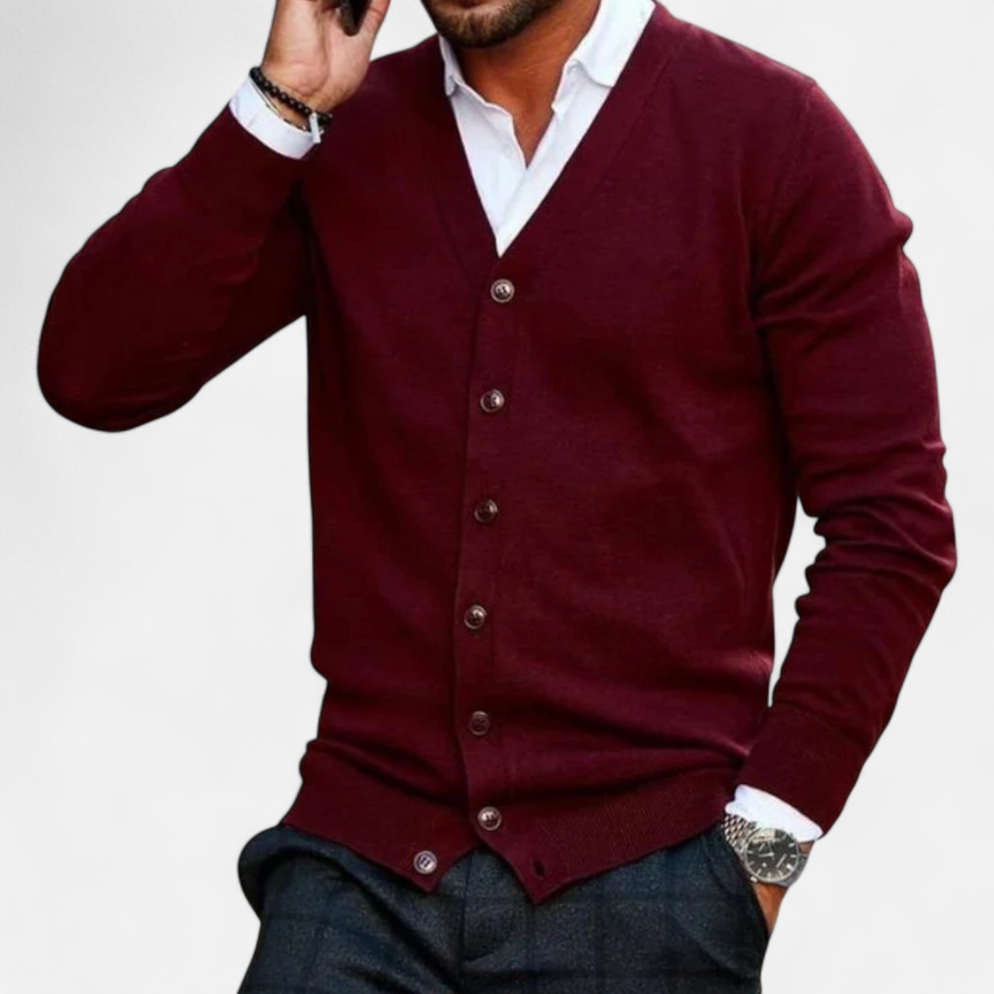 Fleur de Style | cardigan pour hommes – Veste ajustée en mélange de coton moderne