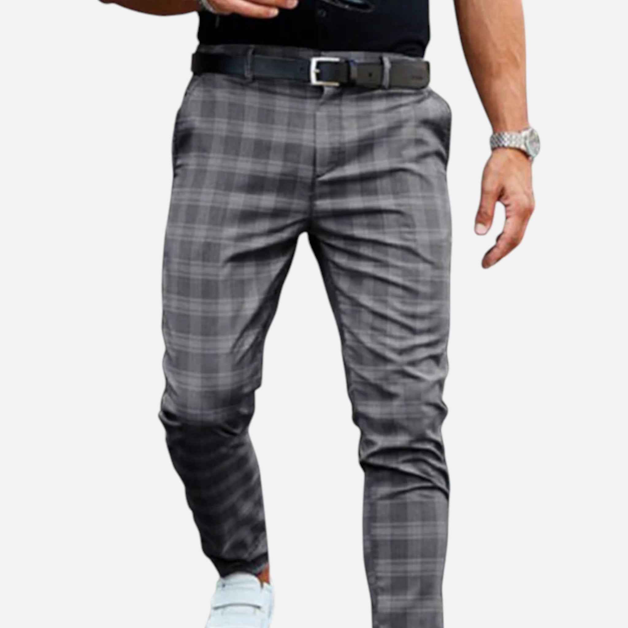 Fleur de Style | Pantalons slim fit à carreaux pour homme, longueur cheville