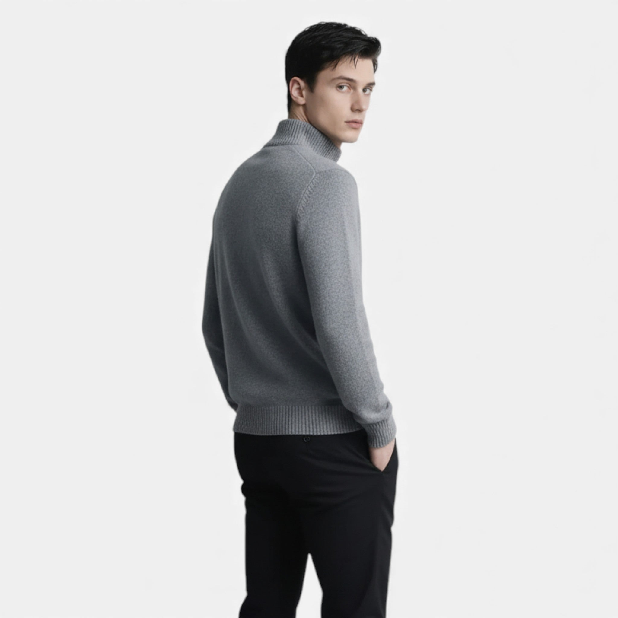 Fleur de Style | Homme | Pullover à col montant – Pull en maille décontracté avec extensibilité