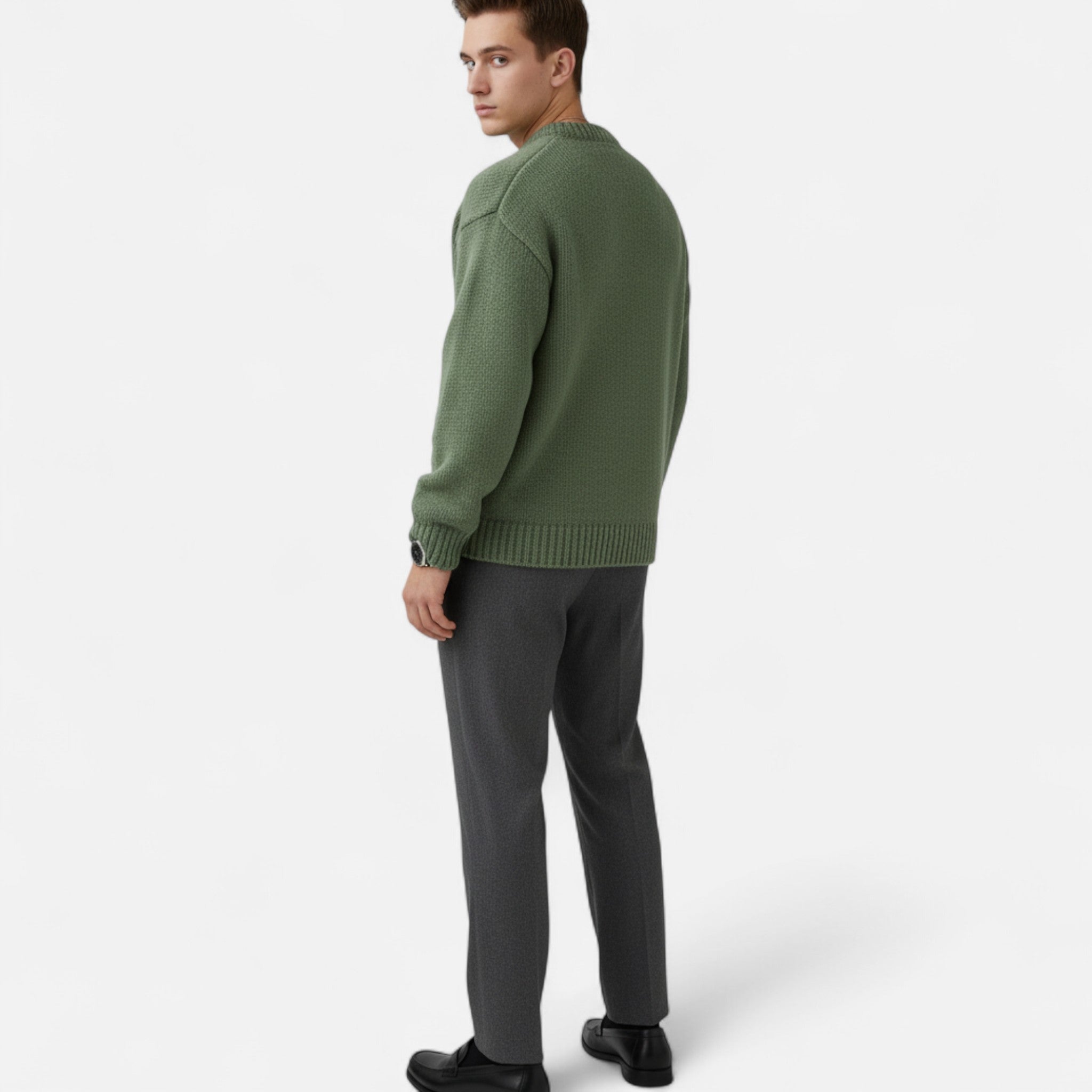 Fleur de Style | Pull-over homme en maille à manches longues et col rond