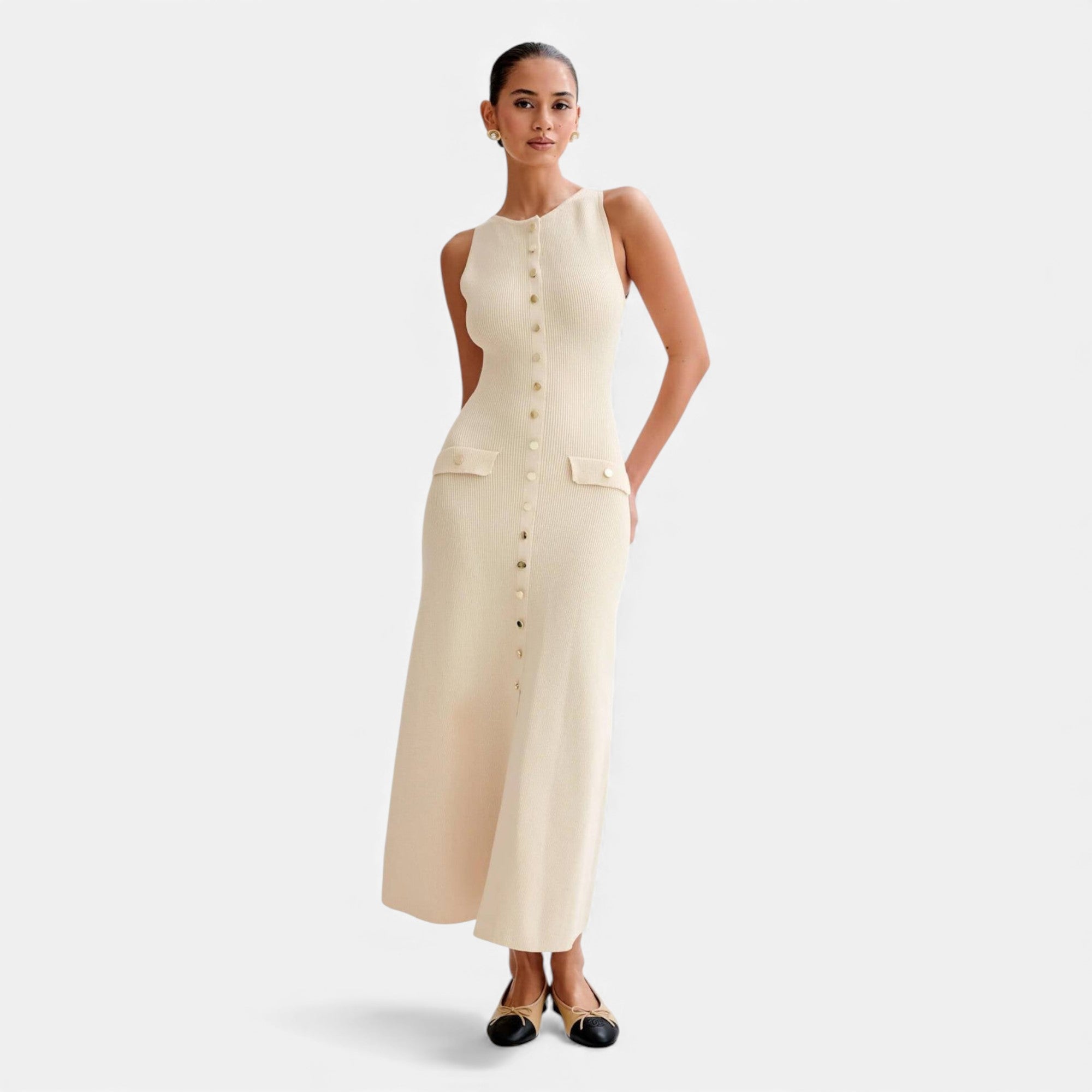Fleur de Style | Robe longue en maille sans manches pour femme en teinte Harmonie Heritage