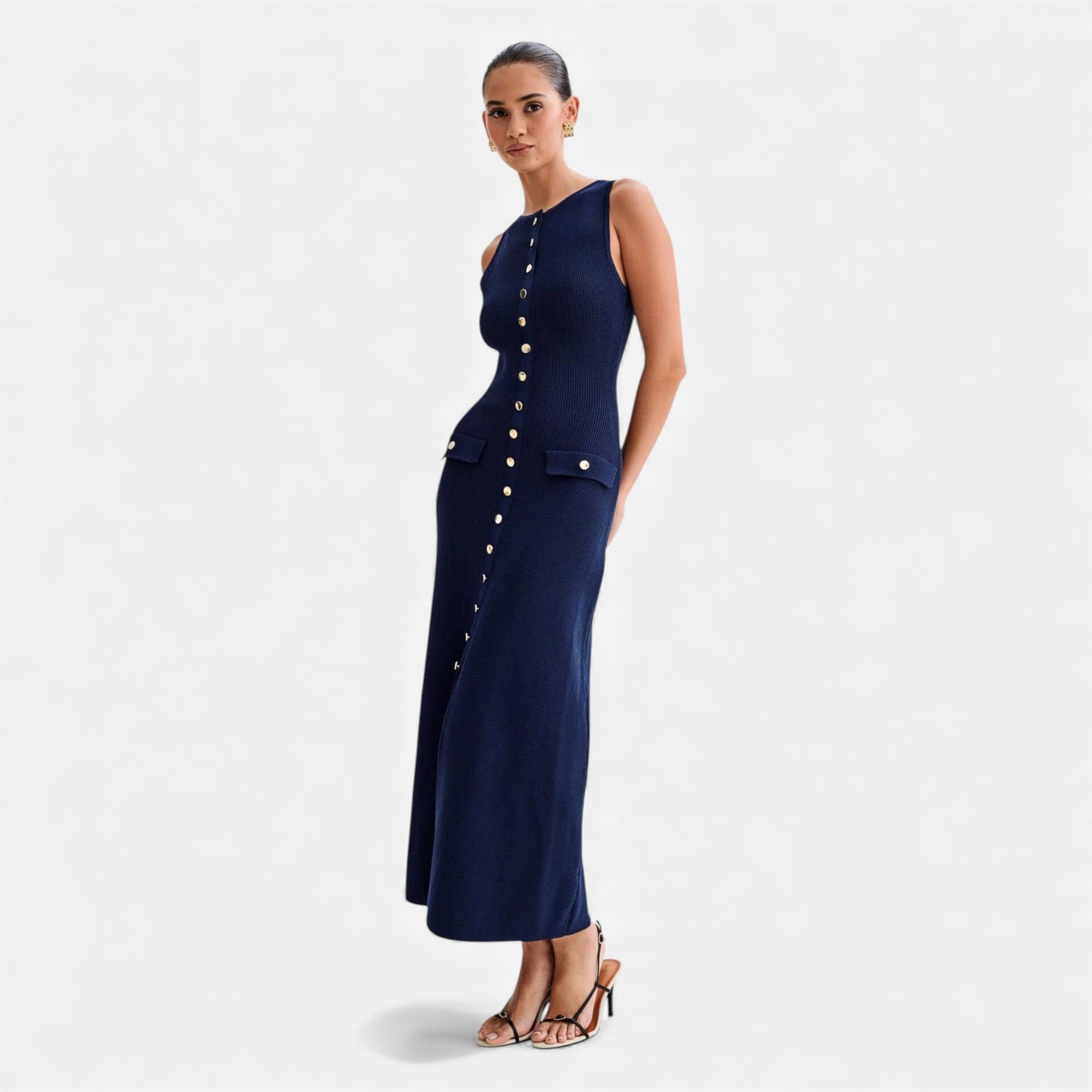 Fleur de Style | Robe longue en maille sans manches pour femme en teinte Harmonie Heritage