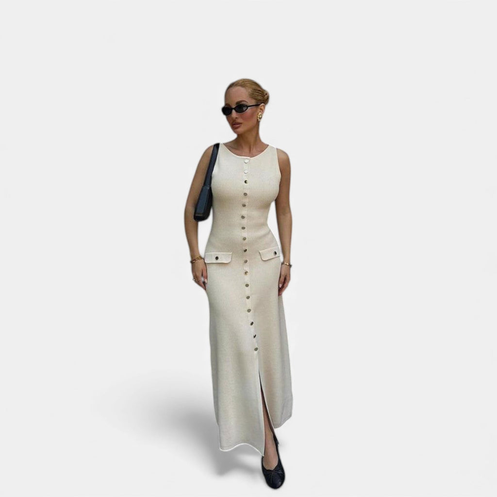 Fleur de Style | Robe longue en maille sans manches pour femme en teinte Harmonie Heritage