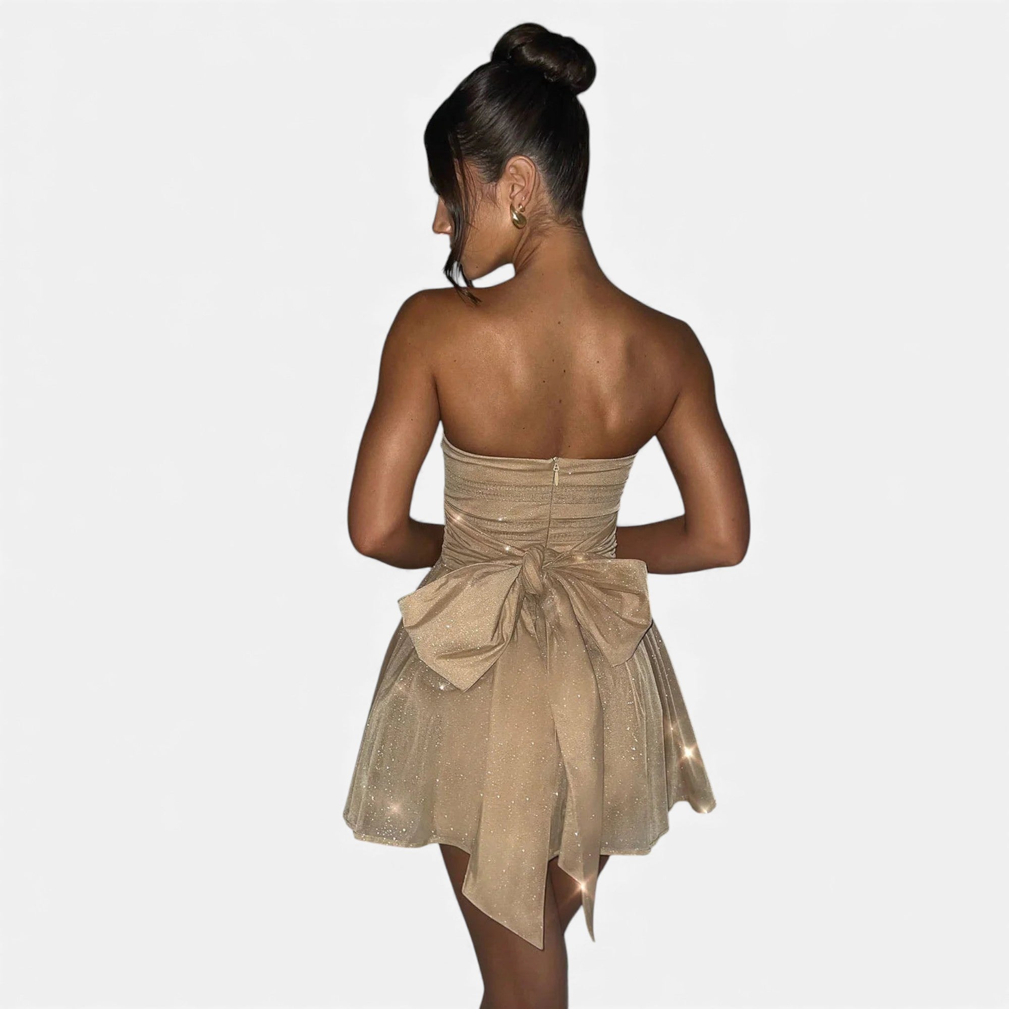 Fleur de Style | Robe mini pour femme avec nœud de soirée étincelant