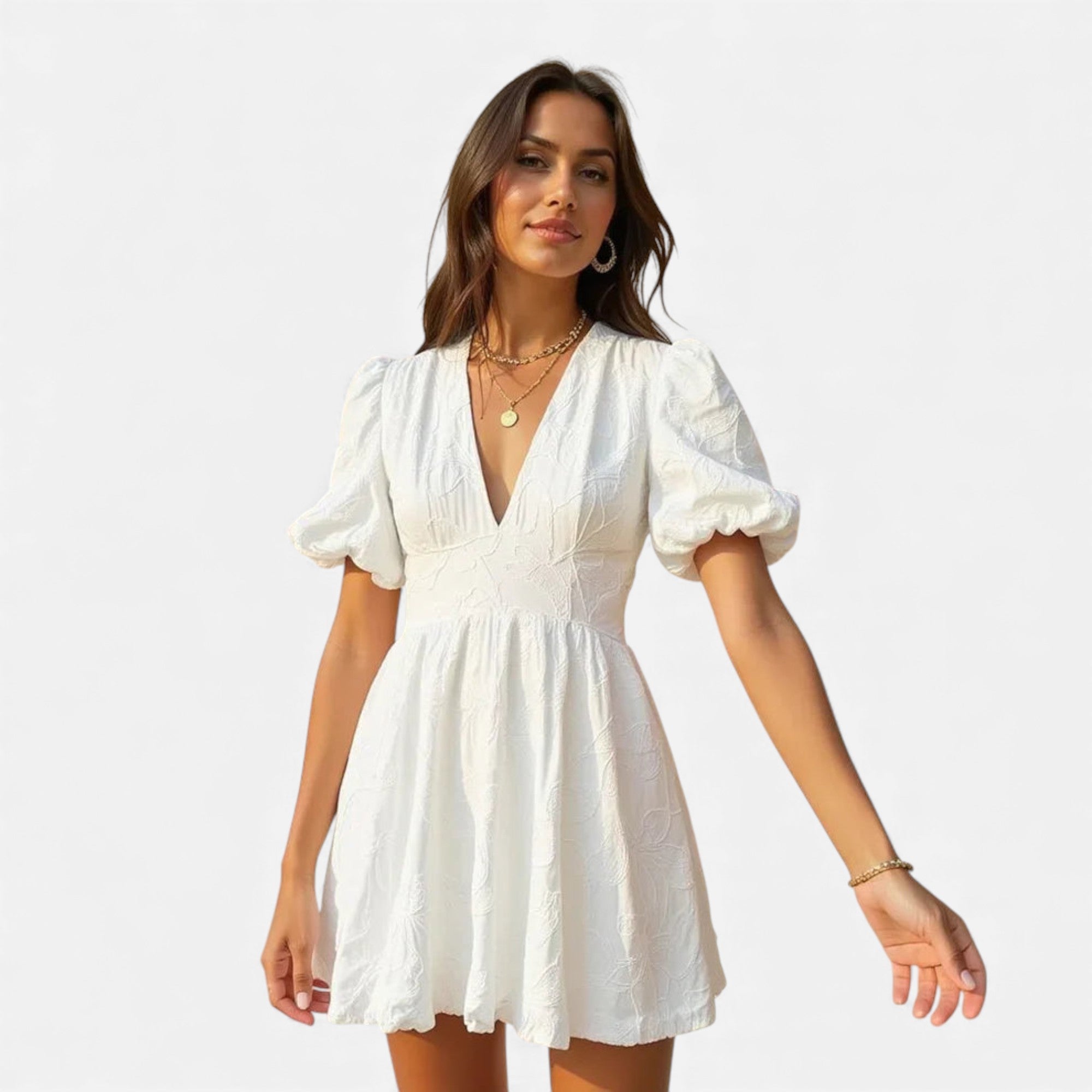 Fleur de Style | Robe midi flottante brodée de fleurs pour femme Lily en teinte Rubis