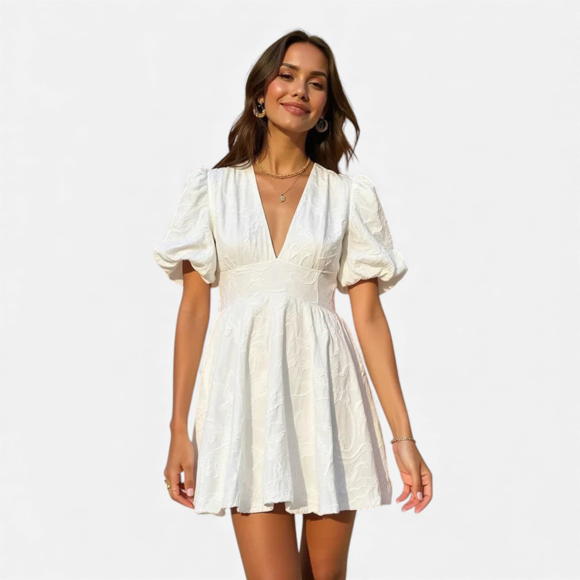 Fleur de Style | Robe midi flottante brodée de fleurs pour femme Lily en teinte Rubis